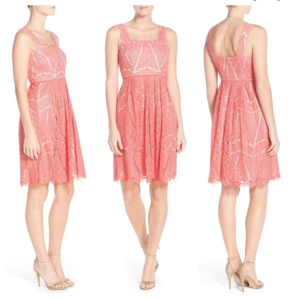 Adrianna Papell Coral Lace Dress
